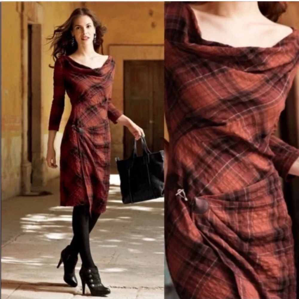 Peruvian Connection Highlands Tartan Plaid Dress Cotton Flannel Size 10 US